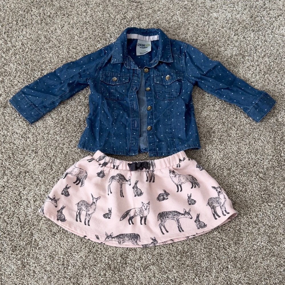 Genuine Kids by Osh Kosh baby girls toddler girls shirt & skirt outfit 12 months